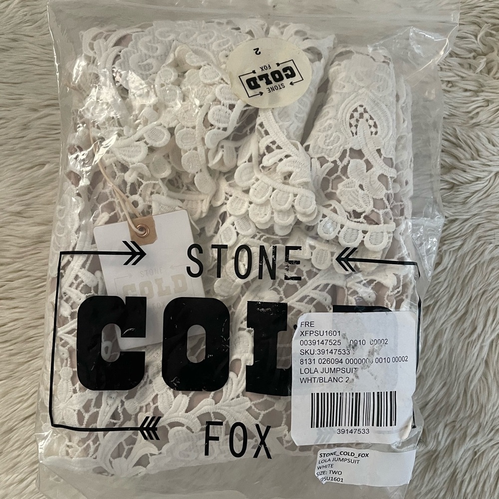 Brand New Stone Cold Fox Lola White Lace Backless One Piece Jumpsuit - Picture 11 of 16